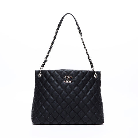 シャネル CHANEL 19番台 シルバー金具 キャビアスキン ショルダーバッグ ブラック WS7788