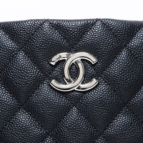 シャネル CHANEL 19番台 シルバー金具 キャビアスキン ショルダーバッグ ブラック WS7788