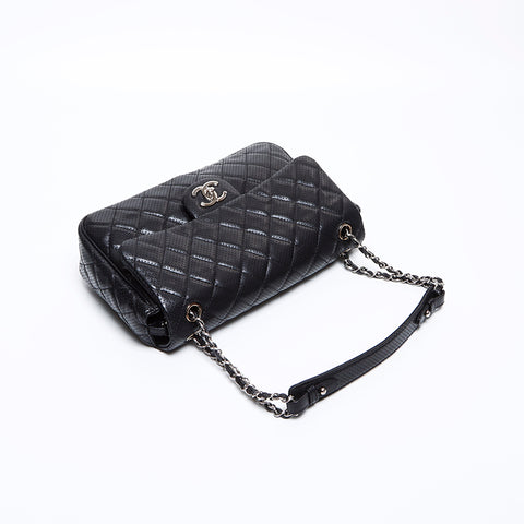 シャネル CHANEL 19番台 パンチング シルバー金具 ショルダーバッグ ブラック WS7789