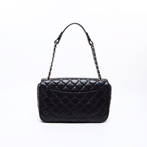 シャネル CHANEL 19番台 パンチング シルバー金具 ショルダーバッグ ブラック WS7789