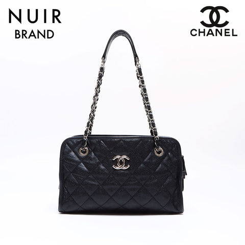 Chanel CHANEL No. 17 Matelasse Silver Fittings Caviar Skin Shoulder Bag Black WS7792