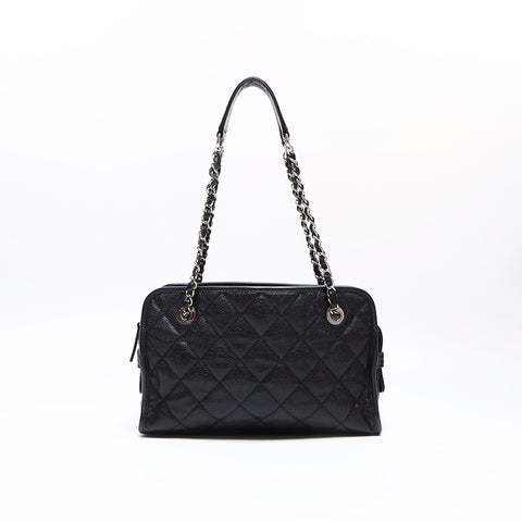 シャネル CHANEL 17番台 マトラッセ シルバー金具 キャビアスキン ショルダーバッグ ブラック WS7792