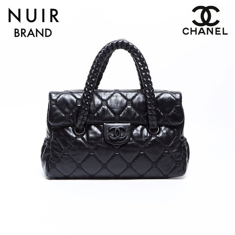 シャネル CHANEL 12番台 マトラッセ ステッチ ハンドバッグ ブラック WS7793