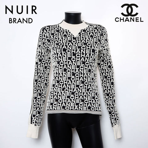 Chanel Size: 36 A01 Logo Sweatshirt Black White WS7799