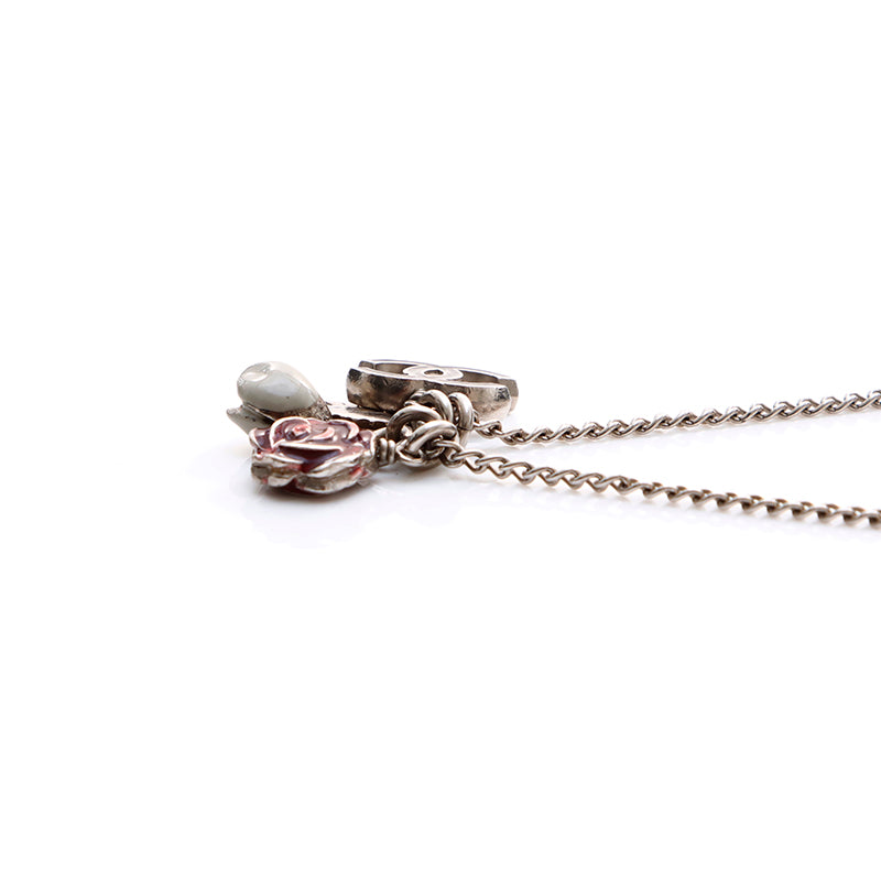 CHANEL シャネル パール ローズクォーツ ココマーク ネックレス シャネル CHANEL 05A ココマーク ローズ ネックレス シルバー WS7805