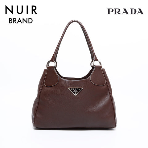 PRADA Leather Handbag Brown WS7812