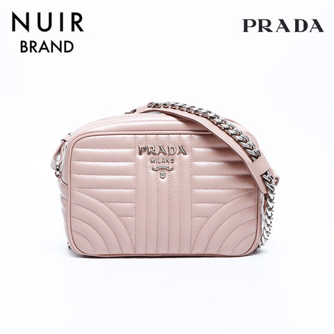 プラダ PRADA チェーン レザー シルバー金具 1BH083 ダイアグラム ショルダーバッグ ベージュ WS7819