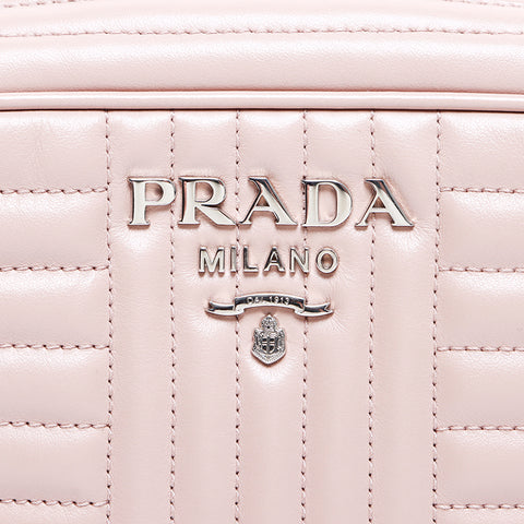 プラダ PRADA チェーン レザー シルバー金具 1BH083 ダイアグラム ショルダーバッグ ベージュ WS7819