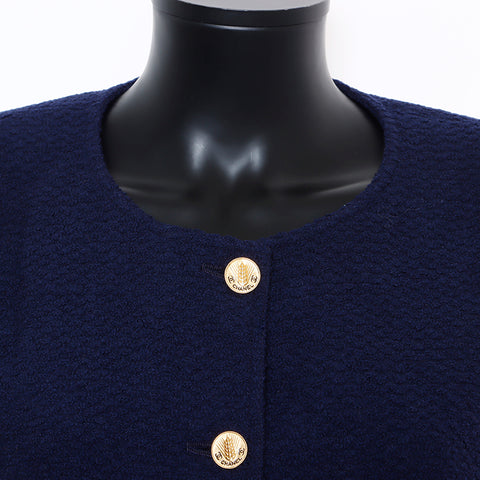 Chanel No collar Size:38 Jacket Blue WS7829