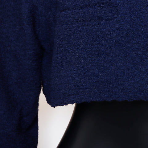 Chanel No collar Size:38 Jacket Blue WS7829