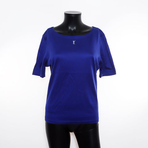 Yves Saint Laurent Yves Saint Laurent尺寸：M Rhinestone YSL徽标短袖T恤蓝色WS7832