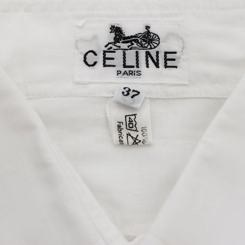 セリーヌ CELINE サイズ:37 マカダム 総柄 半袖シャツ ホワイト WS7834