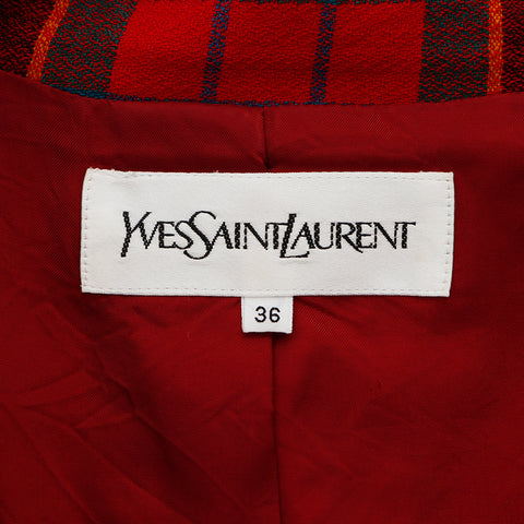 イヴ・サンローラン YVES SAINT LAURENT サイズ:36 チェック YSL ジャケット レッド WS7840