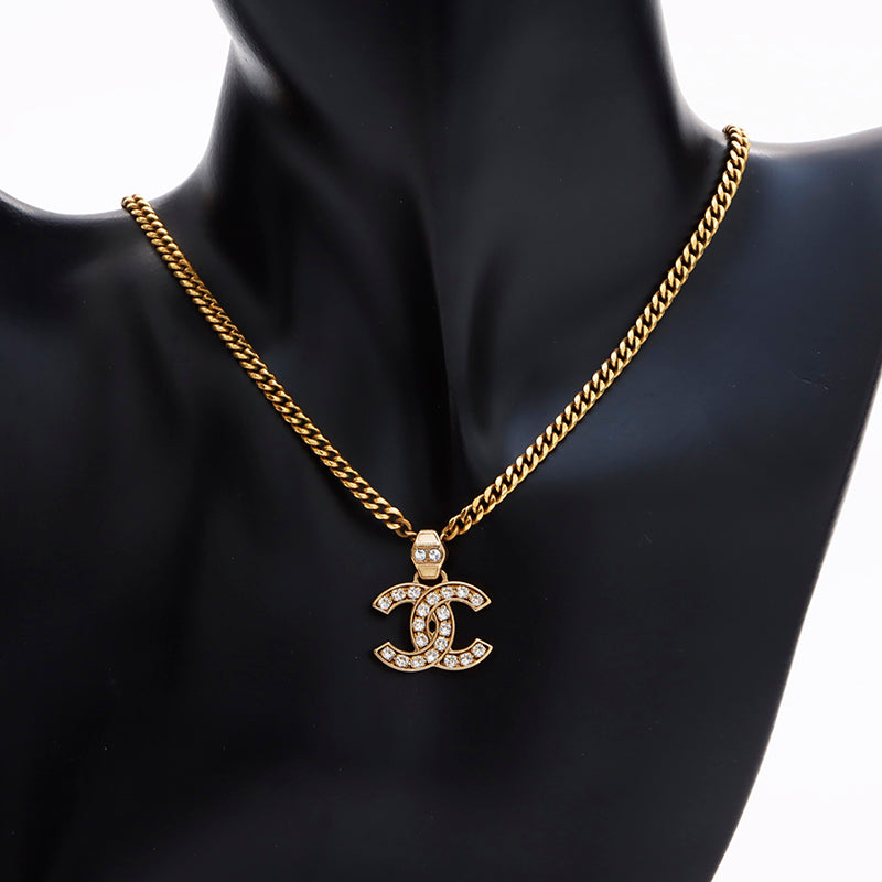 CHANEL シャネルネックレス CHANEL シャネル ネックレス ラインストーン ロゴプレート