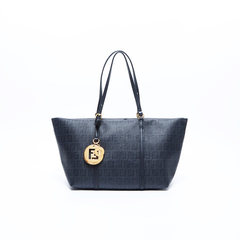 フェンディ FENDI ズッキーノ PVC ハンドバッグ ブラック WS7848