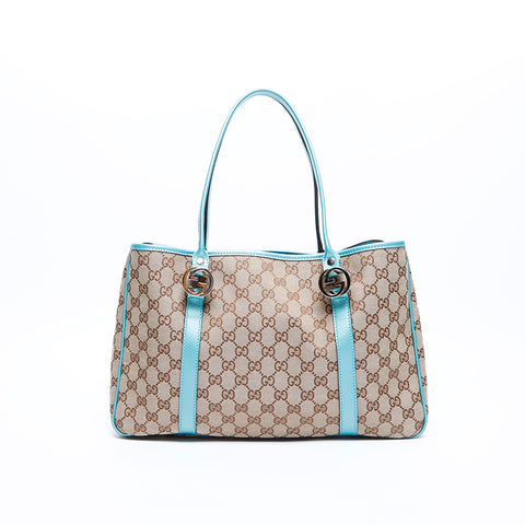 グッチ GUCCI GGキャンバス ターコイズ ショルダーバッグ ベージュ WS7850