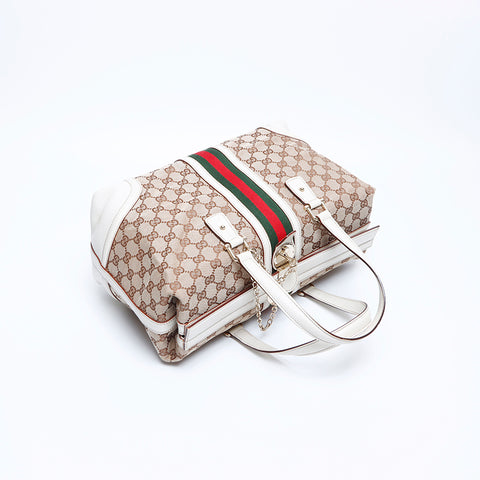 グッチ GUCCI GG キャンバス シェリーライン ハンドバッグ ベージュ WS7855