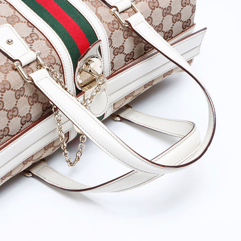 グッチ GUCCI GG キャンバス シェリーライン ハンドバッグ ベージュ WS7855