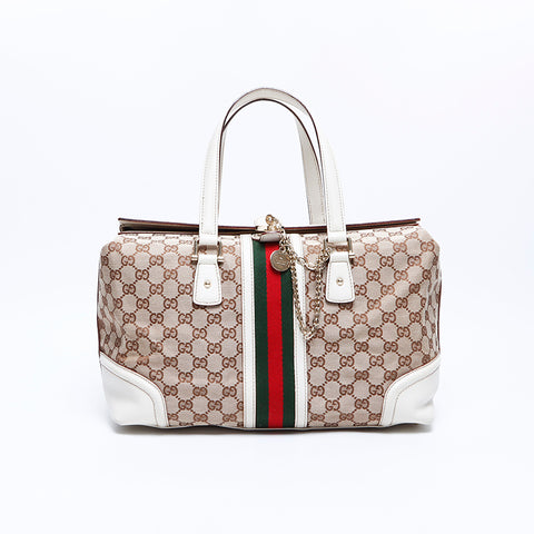 グッチ GUCCI GG キャンバス シェリーライン ハンドバッグ ベージュ WS7855