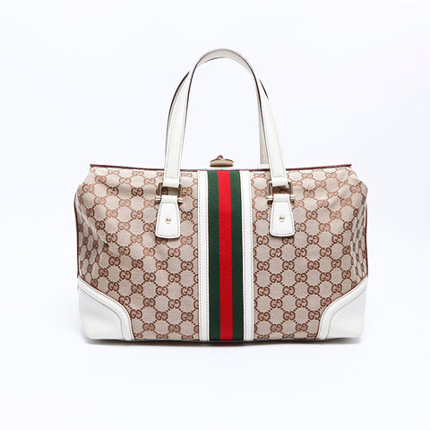 グッチ GUCCI GG キャンバス シェリーライン ハンドバッグ ベージュ WS7855