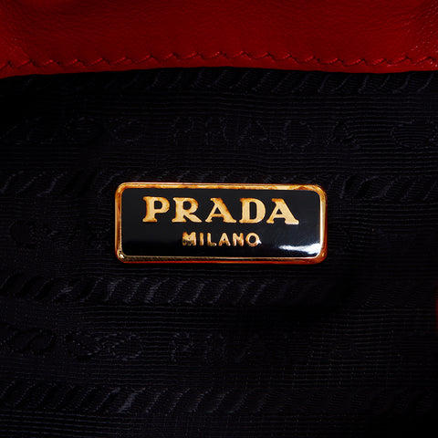 Prada Duet皮革桶袋肩带红色WS7857