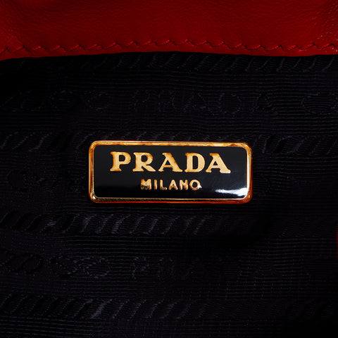 プラダ PRADA デュエット レザー バケットバッグ ショルダーバッグ レッド WS7857