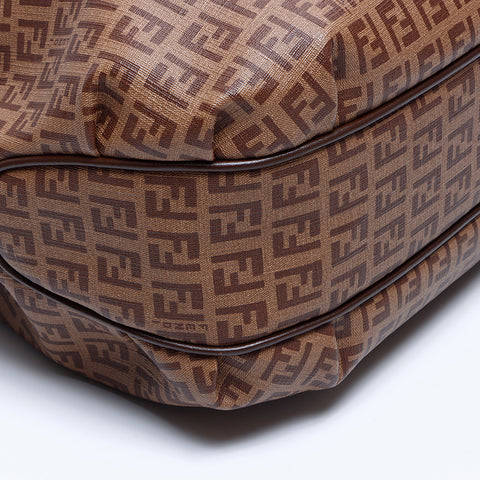 FENDI Zucchino PVC Shoulder Bag Brown WS7862
