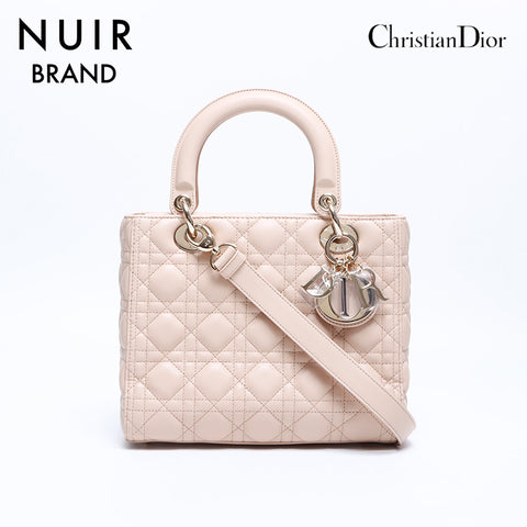 基督教Dior Lady Dior 2way皮革手提包粉红色WS7865