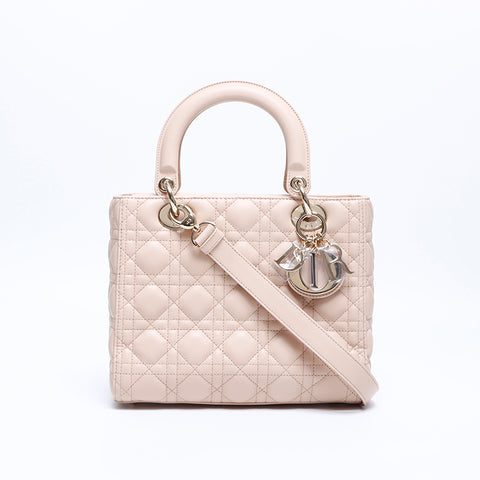 基督教Dior Lady Dior 2way皮革手提包粉红色WS7865