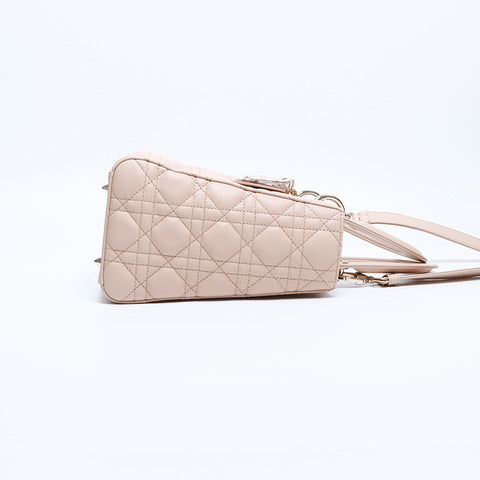 基督教Dior Lady Dior 2way皮革手提包粉红色WS7865