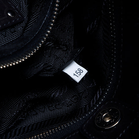 Prada Canapa fur手提袋黑色WS7874