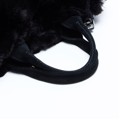Prada Canapa fur手提袋黑色WS7874