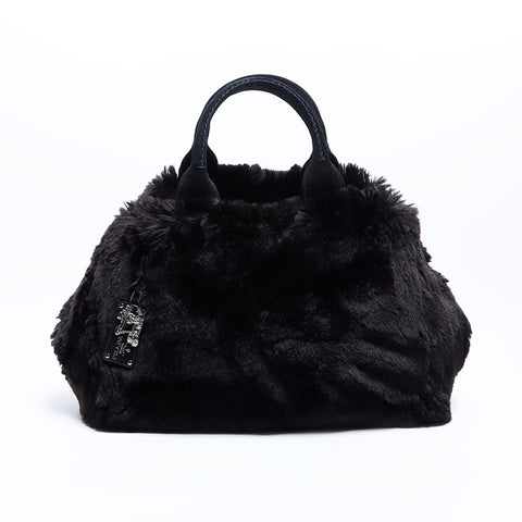 Prada Canapa fur手提袋黑色WS7874
