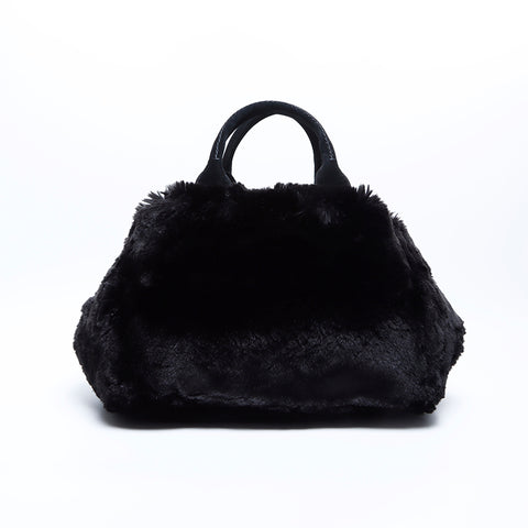 Prada Canapa fur手提袋黑色WS7874