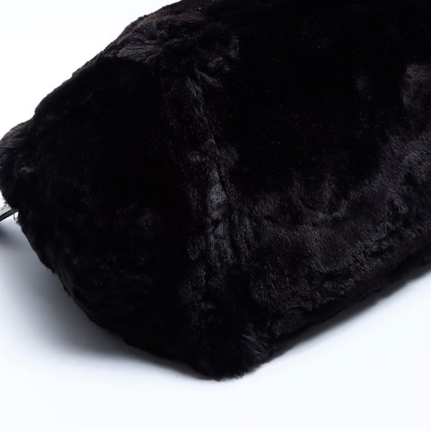 Prada Canapa fur手提袋黑色WS7874