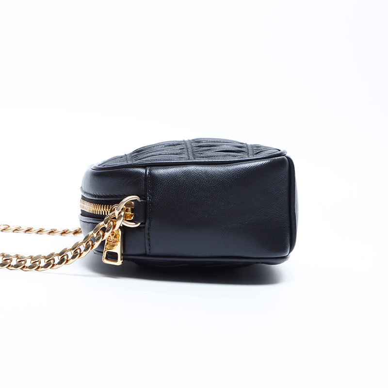 プラダ PRADA マトラッセ チェーン レザー ショルダーバッグ ブラック
