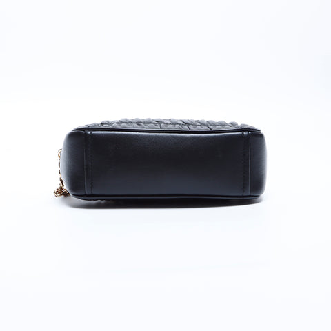 Prada Matelasse连锁皮革肩带黑色WS7887