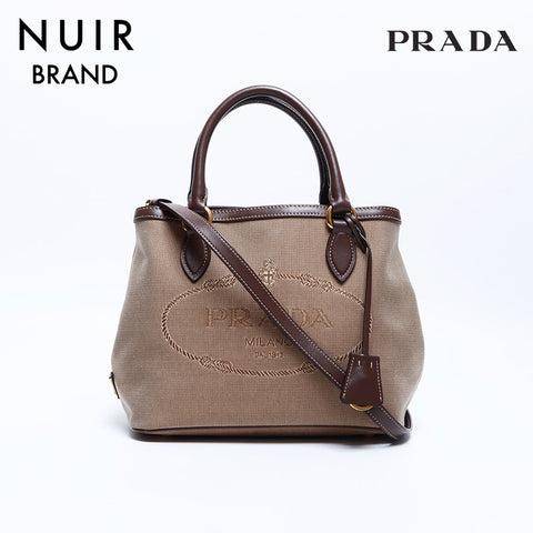 Prada Jacquard 2way手提包棕色WS7891