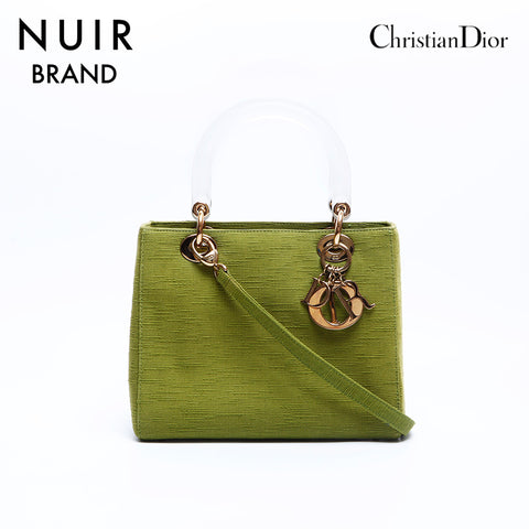 Christian Dior Lady Dior 2way Handbag Green WS7893