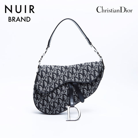 Christian Dior Trotter Silver Hardware Saddle Bag Shoulder Bag Black WS7896