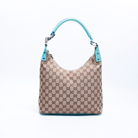 グッチ GUCCI ニュージャッキー シルバー金具 ショルダーバッグ ベージュ ブルー WS7897