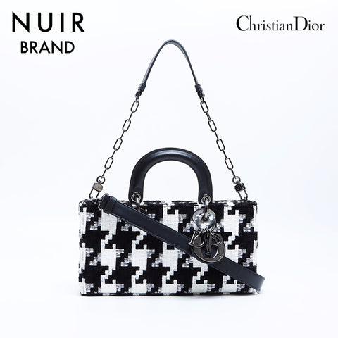 Christian Dior Lady Dior D-Joy Medium Handbag Black White WS7898