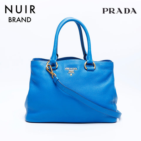 PRADA 2way Handbag Blue WS7901