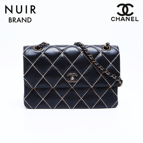 Chanel Wild Stitch Matelasse Coco Mark No. 6 Shoulder Bag Black WS7914