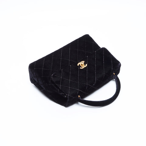 シャネル ココマーク マトラッセ ベロア ハンドバッグ シャネル CHANEL ココマーク マトラッセ ベロアケリー型4番台