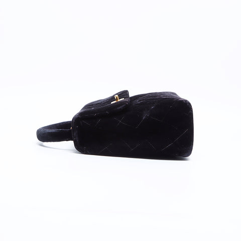 Chanel Coco Mark Matelasse Velour Kelly Type No. 4 Handbag Black WS7917