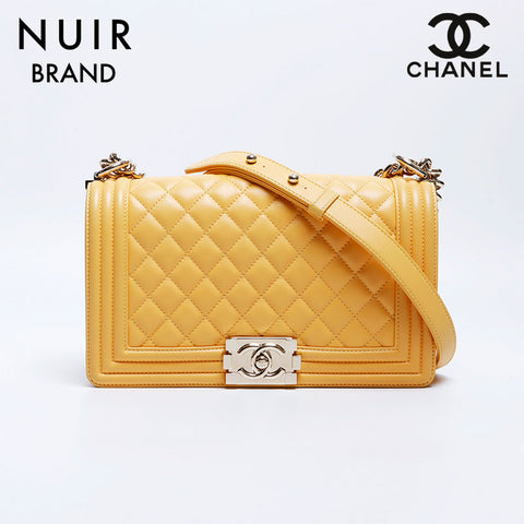 Chanel CHANEL Coco Mark Matelasse Boy Chanel No. 26 Shoulder Bag Yellow WS7922