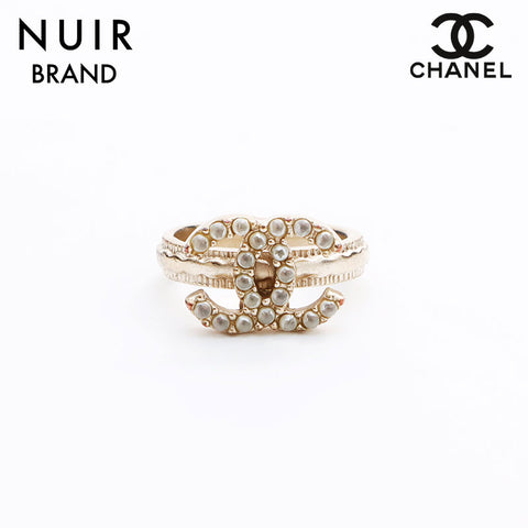 CHANEL COCO Mark Rhinestone A12P Ring gold WS7930