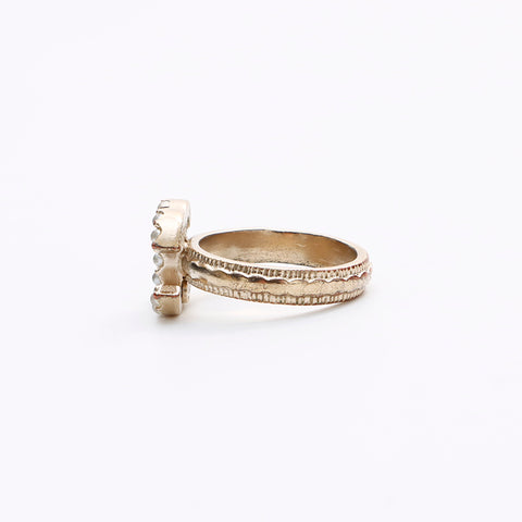 CHANEL COCO Mark Rhinestone A12P Ring gold WS7930