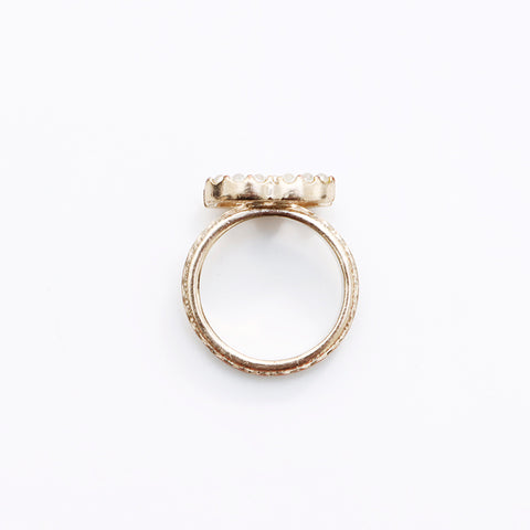 CHANEL COCO Mark Rhinestone A12P Ring gold WS7930